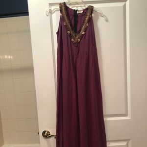 Boho wine maxi dress M -8